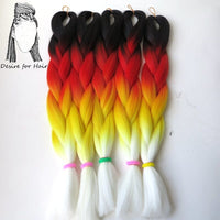 Desire for Hair 10packs Per Lot 24inch 100g Heat Resistant Synthetic Ombre Jumbo Braiding Box Hair Red Yellow Blue Green 4 Tone