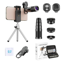 APEXEL New Phone Camera Lens Kit 4in1 Telephoto Zoom 22X Lens Telescope Monocular Wide Macro Fisheye Lens Tripod With Remote