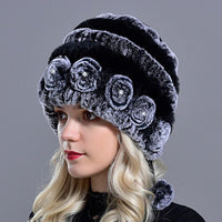 Original Women's Winter Warm Rabbit Hats With Pearls Fashion Female Ball Caps