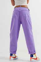 Q2 - Original High Waisted Loose Tapered Leg Jeans in Purple