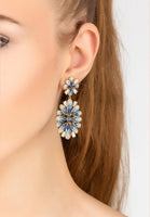 Original Babylon Flower Drop Earrings Gold Blue