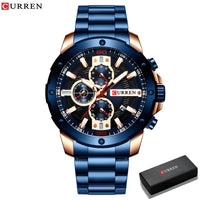 CURREN Watches Men Stainless Steel Band Quartz Wristwatch Military Chronograph Clock Male Fashion Sporty Watch Waterproof 8336