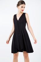 CONQUISTA FASHION - Original A Line Sleeveless Black Jersey Dress