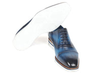 Paul Parkman Men's Smart Casual Oxfords Blue Leather (ID#185-BLU-LTH)