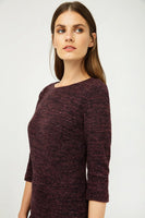 CONQUISTA FASHION - Original Woollen Aubergine Winter Fitted Dress