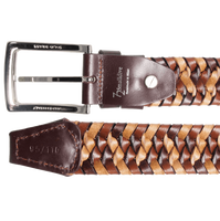 34 Mm Tri-Color Elastic Weave Belt Brown