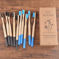 10 Pack Bamboo Toothbrush Medium Bristles Biodegradable Plastic-Free Toothbrushes Cylindrical Low Carbon Eco Bamboo Handle Brush