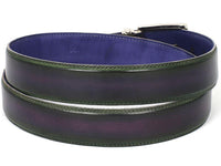 PAUL PARKMAN Men's Leather Belt Dual Tone Green & Purple (ID#B01-GRN-PURP)