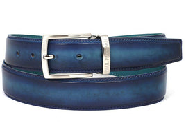 PAUL PARKMAN Men's Leather Belt Dual Tone Blue & Turquoise (ID#B01-BLU-TRQ)