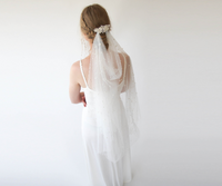 BLUSHFASHION - Original Pearl Tulle Wedding Draped Veil  #4033