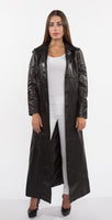 FADCLOSET - Original Ladies 3 Button Matrix Black Full Length Leather Coat