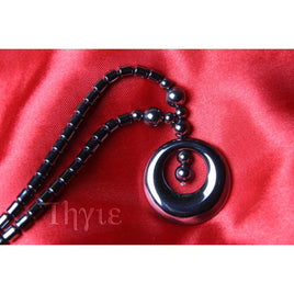 Thyie - Gea - Necklace In Burnished Metal Pendant With Circle