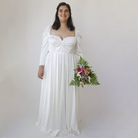 BLUSHFASHION - Original Ivory Sweetheart Wedding Dress With Puffy Sleeves #1341