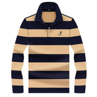 JEWUTO - OrIginal Autumn Winter New Men Polo High Quality Striped Polo Shirt Fashion Casual Long Sleeves  Polo Shirt Brand Clothing  Men Top Polos