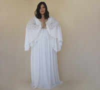 BLUSHFASHION - Original Curvy  Ivory  Lace Flare Sleeves Wedding Dress #1319