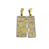 Couples necklace Love square - Silver and gold