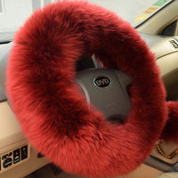 KAWOSEN - Original Winter Warm Australian Wool Steering Wheel Cover for 14.96" X 14.96" Steeling Wheel in Diameter 38cm WSWC01