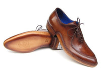 Paul Parkman Men's Side Handsewn Split-Toe Brown Oxfords (ID#054-BRW)