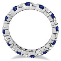 Original Eternity Diamond and Blue Sapphire Ring Band 14k White Gold (2.35ct)