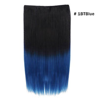 Original Synthetic Clip in Hair Extension Ombre Bayalage Long Straight Flase Hair Pieces for Women 24" 5clips One Piece 3/4 Head