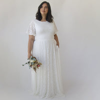 BLUSHFASHION - Original Bohemian Butterfly Sleeves, Modest Ivory Wedding Dress With Pockets #1318