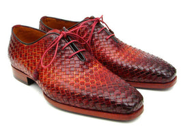 Paul Parkman Bordeaux & Tobacco Woven Leather Oxfords (ID#54HK42)