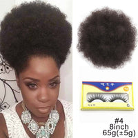 High Afro Puff Ponytail Drawstring Chignon Hairpiece Short Synthetic Kinky Curly Fake Hair Bun Updo Clip in Hair Extensions