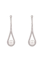 Original Cradled Pearl Drop Earrings Silver