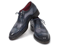 Paul Parkman Men's Triple Leather Sole Wingtip Brogues Blue (ID#027-TRP-BLU)