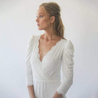 BLUSHFASHION - Original Ivory Puffed Sleeves  Wedding Dress #1283