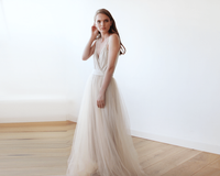 Original Champagne Wrap Maxi Tulle Dress 1053