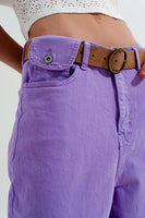 Q2 - Original High Waisted Loose Tapered Leg Jeans in Purple