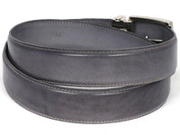 PAUL PARKMAN Men's Leather Belt Hand-Painted Gray (ID#B01-GRAY)