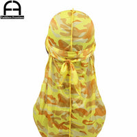 Men's Satin Camo Durags Turban Bandanas Men Silky Durags Waves Cap Headband Head Cover Hair Accessories Du Rag