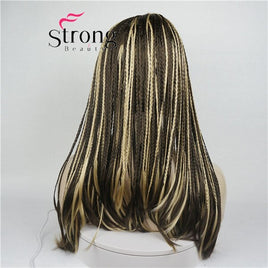 StrongBeauty Long Gray With Dark Roots Ombre Braided 3/4 HEADBAND Full Synthetic Wig Box Braids Wig Coverage Wigs COLOUR CHOICES