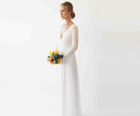 BLUSHFASHION - Original Bestseller Wrap Lace Wedding Dress With Chiffon Mesh #1256