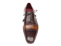 Paul Parkman Men's Captoe Oxfords Brown Hand Painted Shoes (ID#5032-BRW)