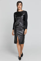 CONQUISTA FASHION - Original Black Top With Faux Leather Front