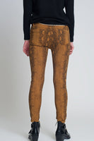 Q2 - Original Mustard Super Skinny Reversible Pants With Snake Print