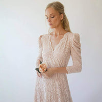 BLUSHFASHION - Original Blush Puffed Sleeves Wedding Dress #1283