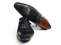 Paul Parkman Men's Black Leather Oxfords - Side Handsewn Leather Upper and Leather Sole (ID#018-BLK)