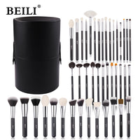 BEILI 25/30/42 Pieces Complete Professional Makeup Brushes Set  Eye Shadow Foundation Powder Natural Goat Synthetic Hair Black