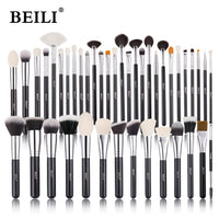 BEILI 25/30/42 Pieces Complete Professional Makeup Brushes Set  Eye Shadow Foundation Powder Natural Goat Synthetic Hair Black