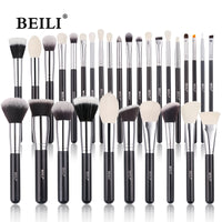 BEILI 25/30/42 Pieces Complete Professional Makeup Brushes Set  Eye Shadow Foundation Powder Natural Goat Synthetic Hair Black