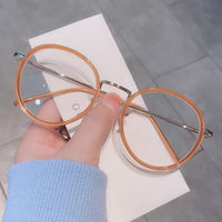 IMWETE - Original Fashion Big Round Glasses Frame Men Women Metal Glasses Frames Vintage Optical Eyeglasses Black White Spectacles