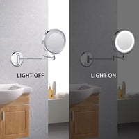 Led Makeup Mirror With Light Folding Wall Vanity Mirror 1x 10x Magnifying Double Sided Touch Bright Adjustable Bathroom Mirrors