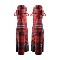 Original Only Maker Women & Platform Ankle Boots Buckle Strap Chunky Heel Red Plaid Lace Up Side  Zipper Round Toe Booties For Winter