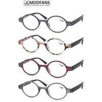 MODFANS - Original Women Reading Glasses Men Readers Eyeglasses Stylish Round Frame Spring Hinge Portable Gift for Parents Presbyopic Magnification