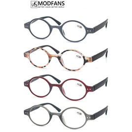 MODFANS - Original Women Reading Glasses Men Readers Eyeglasses Stylish Round Frame Spring Hinge Portable Gift for Parents Presbyopic Magnification