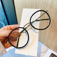 IMWETE - Original Fashion Big Round Glasses Frame Men Women Metal Glasses Frames Vintage Optical Eyeglasses Black White Spectacles